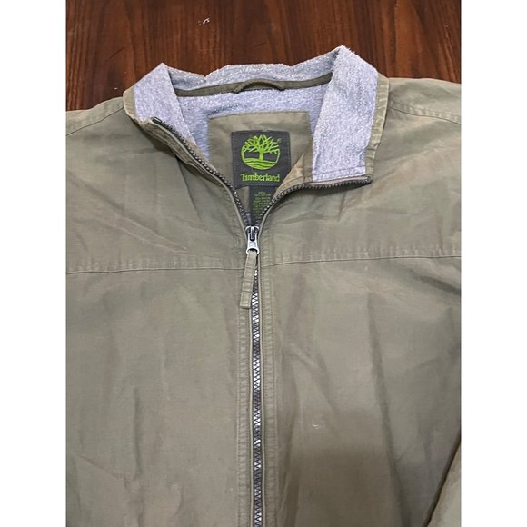 Timberland Mens Green Lightweight Canvas Chino Jacket Full Zip sz XL - Picture 2 of 8